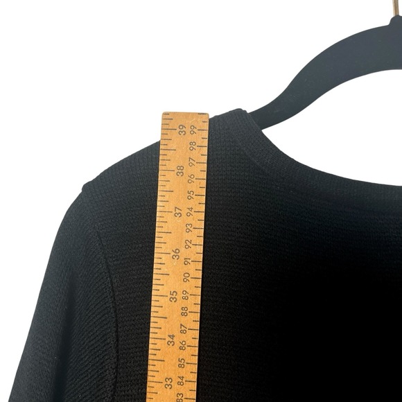Vintage Nina Leonard Black Dress Sweater Bodycon Long Sleeve Knee Length Medium - Picture 7 of 8